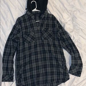 empyre black hooded zip up flannel